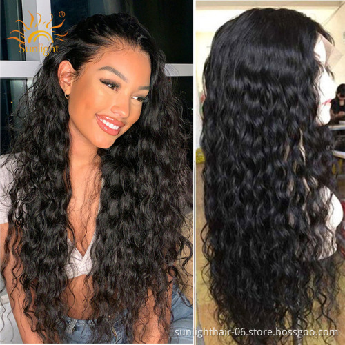 Sunlight 4x4 Closure Wig 150 Density real human hair Peruvian Water Wave Wig Glueless Remy Pre Plucked high quality Lace Wigs